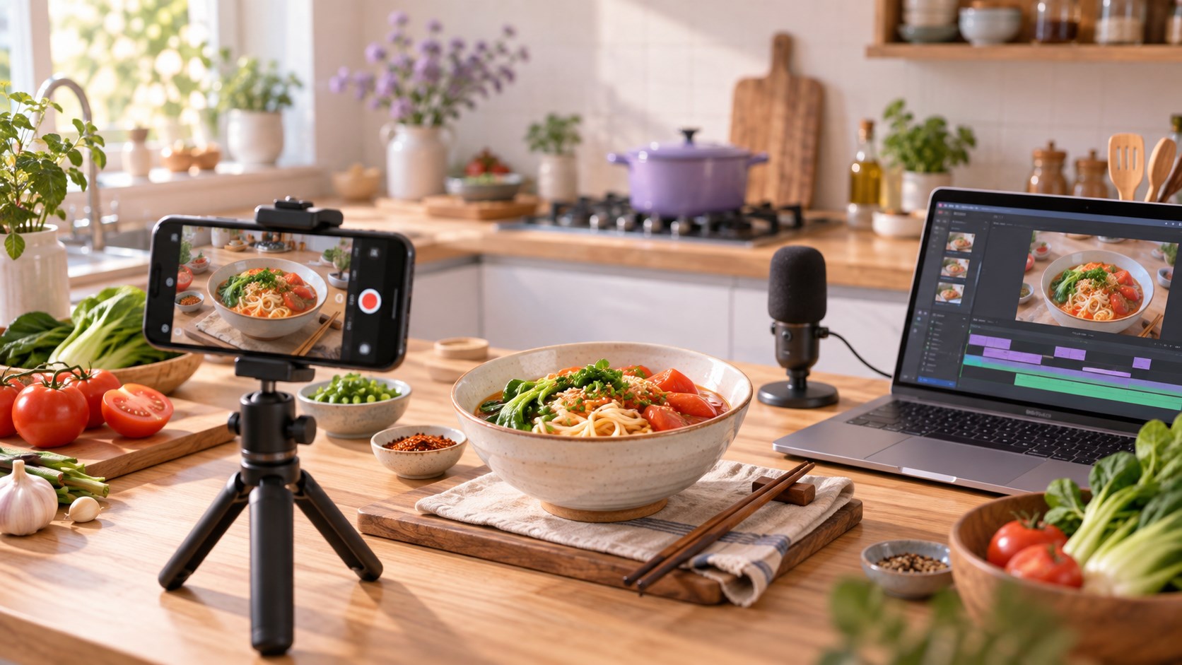 美食创作的 AI 生成场景示意
